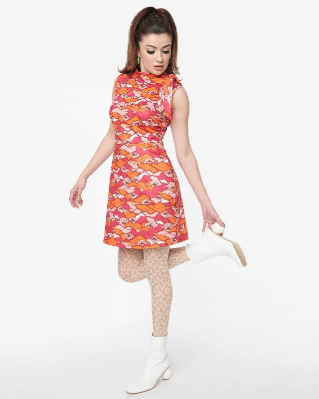 Smak Parlour Pink & Orange Psychedelic Eye Mock Neck Dress | Pink