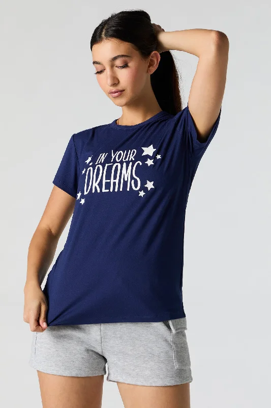 In Your Dreams Graphic Pajama T-Shirt Knit Fabric Woven Fabric Fleece Fabric