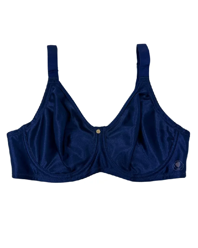 605 Navy Minimizer Underwire T-shirt Bra Houndstooth Herringbone Solid