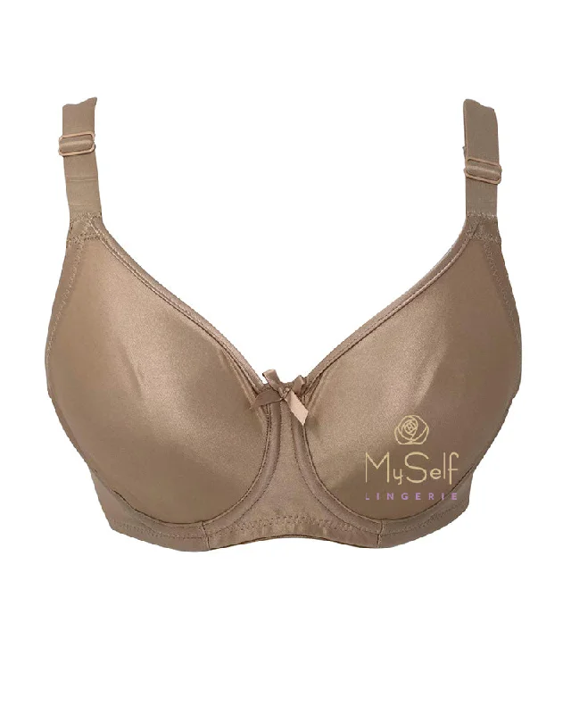 605 Nude Minimizer Underwire T-shirt Bra Ribbed T-Shirt High Neck Heavyweight