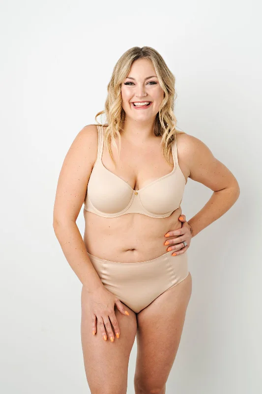 Abbie Everyday T-Shirt Bra in Buff Graphic T-Shirt Round Neck Polyester