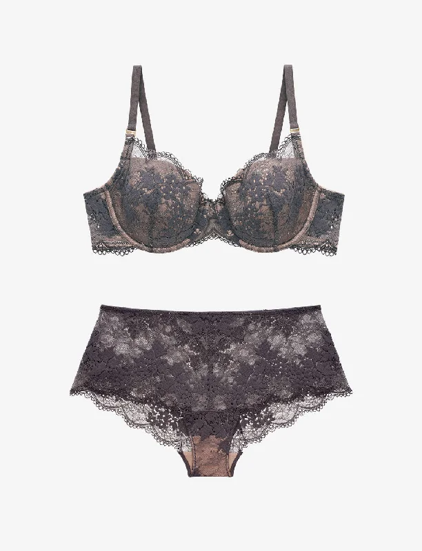 All Day Lace T-Shirt Bra + Cheeky Set Spandex Blend Rayon Blend Denim Blend