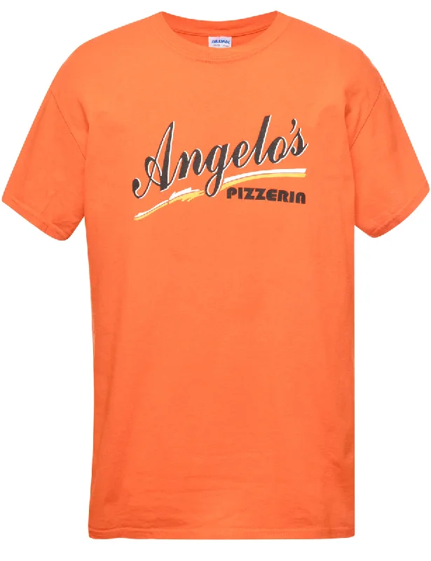 Angelo's Pizzeria Printed T-shirt - M Mesh Blend Leather Blend Suede Blend
