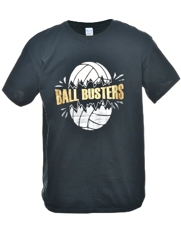 Ball Busters Printed T-shirt - L Handmade Hand-knitted Hand-woven