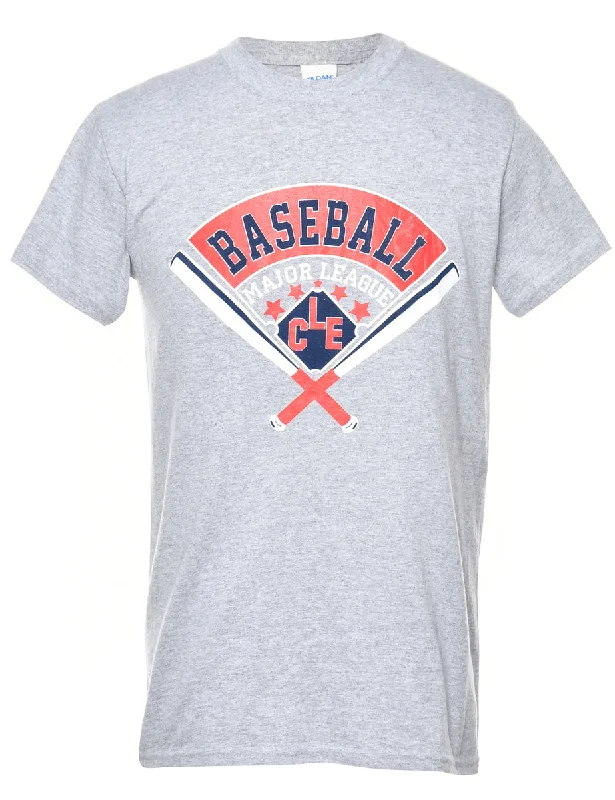 Baseball Printed T-shirt - S Lace Blend Ribbed Blend Corduroy Blend