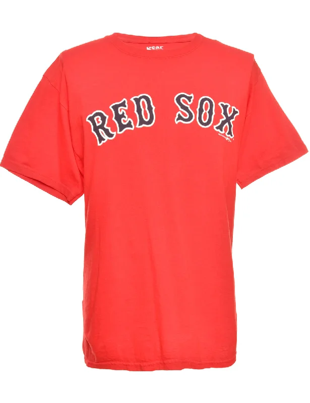 Baseball Red Sox Red Sports T-shirt - M Houndstooth Herringbone Solid