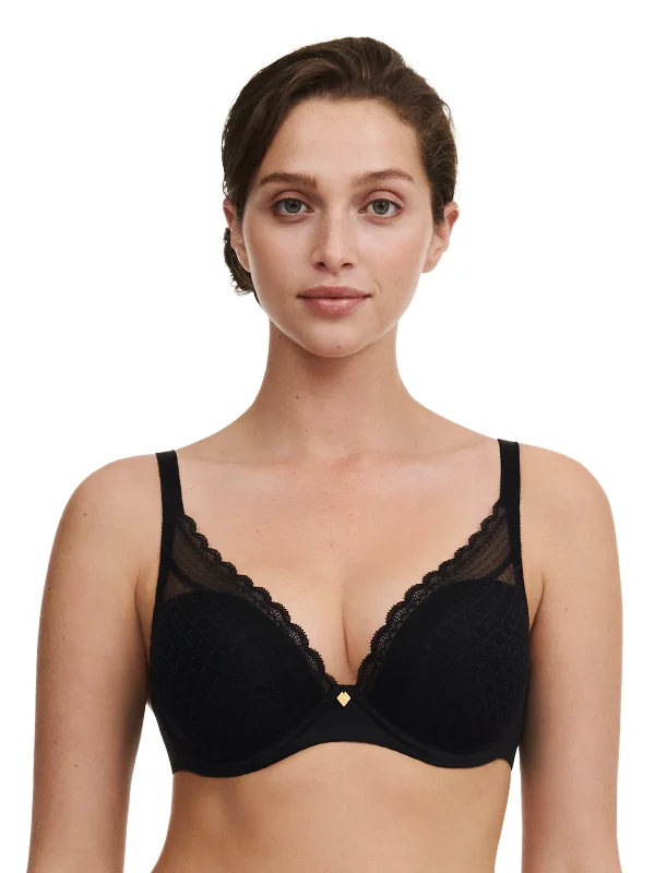 Chantelle Chic Plunge T-Shirt Bra Collared Crew Neck Turtle Neck