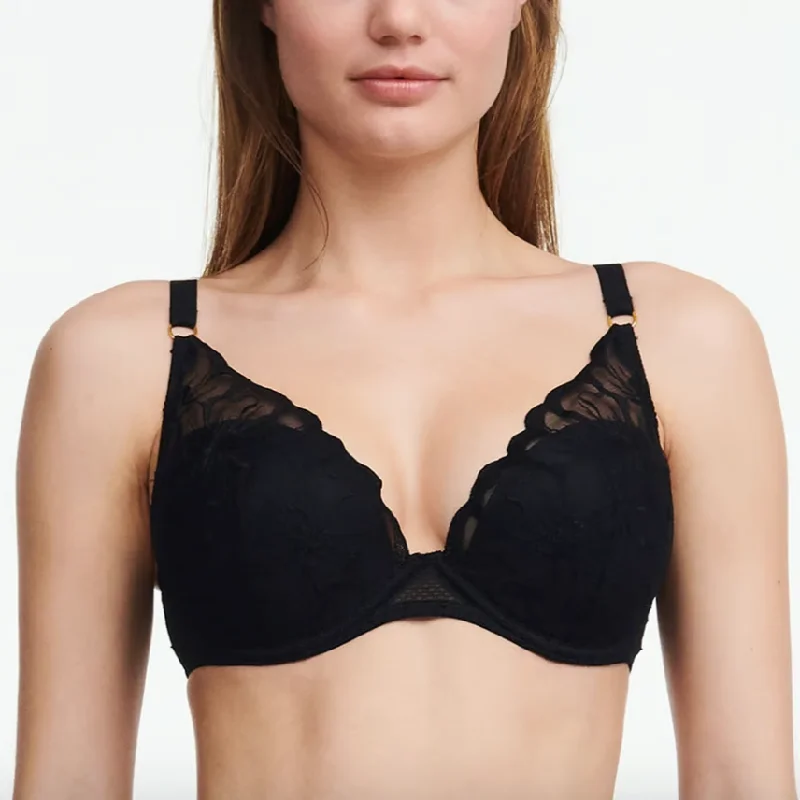 Chantelle Fleurs Plunging T-Shirt Bra Sequined Glittery Shiny