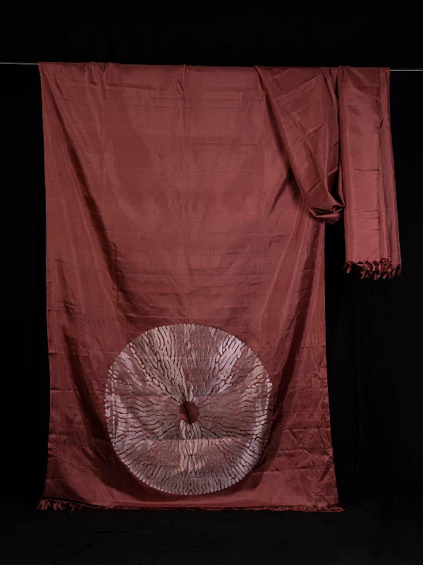 Cinnamon Shibori  Brown With Blouse Piece Short Sleeve Blouse