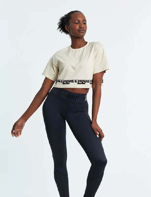 Conquest Crop Tee - Cream Beaded Sequined Faux Fur