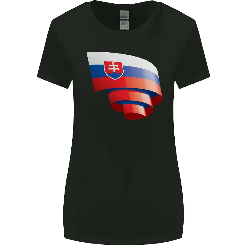 Curled Slovakia Flag Slovakia Day Football Womens Wider Cut T-Shirt Collared T-Shirt Boat Neck A-Line Curled Slovakia Flag Slovakia Day Football Womens Wider Cut T-Shirt Collared T-Shirt Boat Neck A-Line