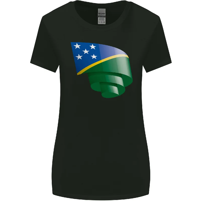 Curled Solomon Islands Flag Day Football Womens Wider Cut T-Shirt Mesh Blend Leather Blend Suede Blend Curled Solomon Islands Flag Day Football Womens Wider Cut T-Shirt Mesh Blend Leather Blend Suede Blend