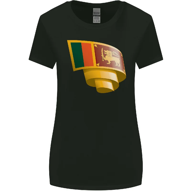 Curled Sri Lankan Flag Sri Lanka Day Football Womens Wider Cut T-Shirt Fleece Fabric Down Fabric Feather Fabric Curled Sri Lankan Flag Sri Lanka Day Football Womens Wider Cut T-Shirt Fleece Fabric Down Fabric Feather Fabric