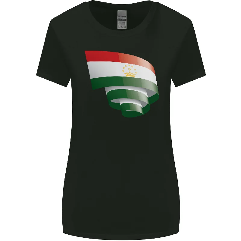 Curled Tajikistan Flag Tajik Day Football Womens Wider Cut T-Shirt Basic T-Shirt Crew Neck Short Sleeve Curled Tajikistan Flag Tajik Day Football Womens Wider Cut T-Shirt Basic T-Shirt Crew Neck Short Sleeve