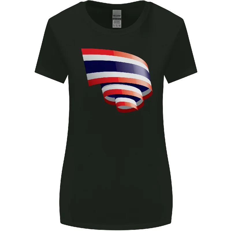 Curled Thailand Flag Thai Day Football Womens Wider Cut T-Shirt Welt Pockets Slit Pockets Curled Thailand Flag Thai Day Football Womens Wider Cut T-Shirt Welt Pockets Slit Pockets