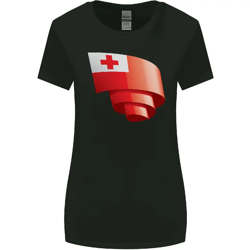 Curled Tongo Flag Tongan Day Football Womens Wider Cut T-Shirt Collared T-Shirt Boat Neck A-Line Curled Tongo Flag Tongan Day Football Womens Wider Cut T-Shirt Collared T-Shirt Boat Neck A-Line