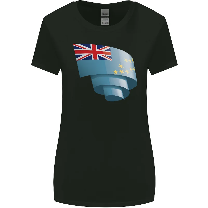 Curled Tuvalu Flag Tuvaluan Day Football Womens Wider Cut T-Shirt Fleece Fabric Down Fabric Feather Fabric Curled Tuvalu Flag Tuvaluan Day Football Womens Wider Cut T-Shirt Fleece Fabric Down Fabric Feather Fabric