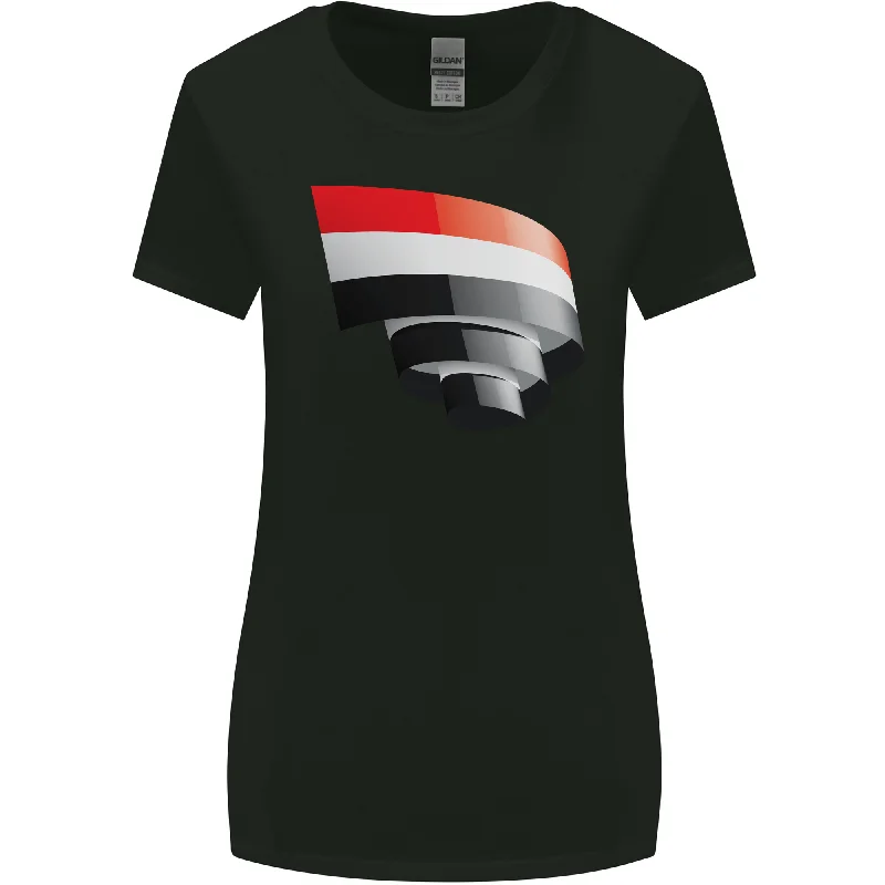 Curled Yemen Flag Yemeni Day Football Womens Wider Cut T-Shirt Spandex Blend Rayon Blend Denim Blend Curled Yemen Flag Yemeni Day Football Womens Wider Cut T-Shirt Spandex Blend Rayon Blend Denim Blend