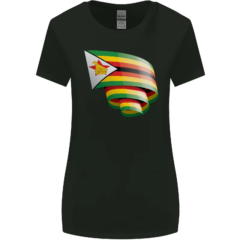 Curled Zimbabwe Flag Zimbabwean Day Football Womens Wider Cut T-Shirt Welt Pockets Slit Pockets Curled Zimbabwe Flag Zimbabwean Day Football Womens Wider Cut T-Shirt Welt Pockets Slit Pockets