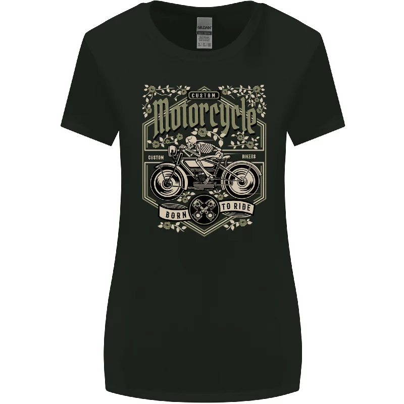 Custom Motorcycle Biker Motorbike Womens Wider Cut T-Shirt Hooded Caped Shawl Collar Custom Motorcycle Biker Motorbike Womens Wider Cut T-Shirt Hooded Caped Shawl Collar