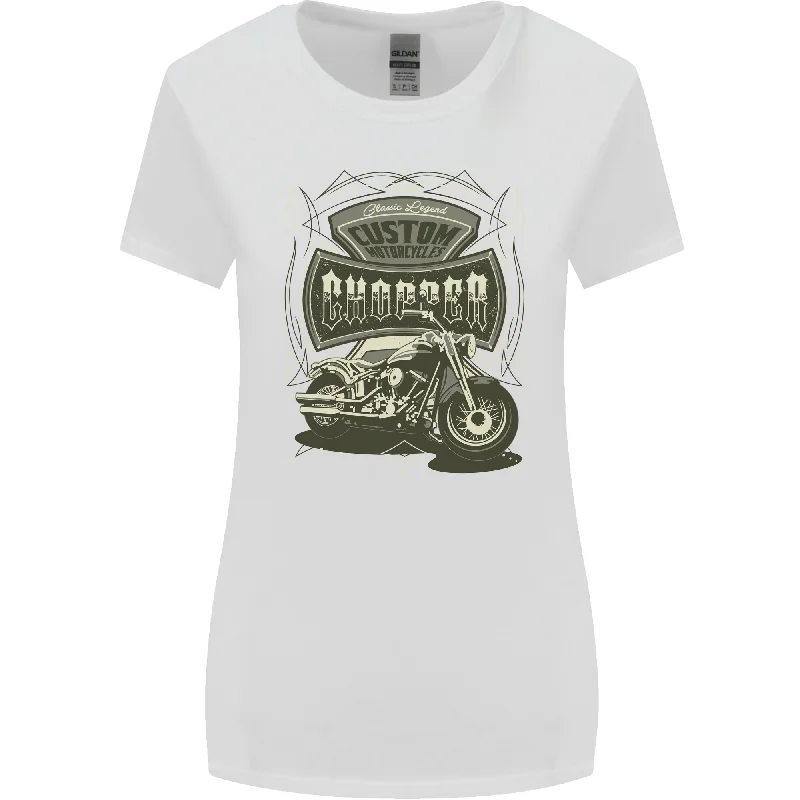 Custom Motorcycles Choppers Biker Motorbike Womens Wider Cut T-Shirt Rayon Velvet Corduroy