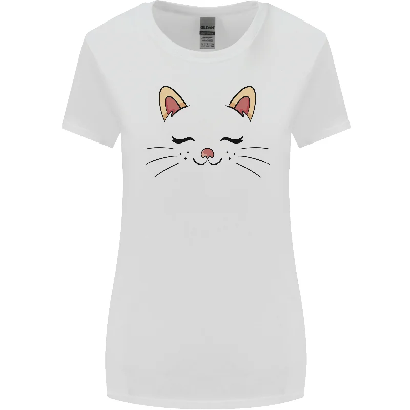 Cute Cat Face Womens Wider Cut T-Shirt Seamless Knitted Crochet