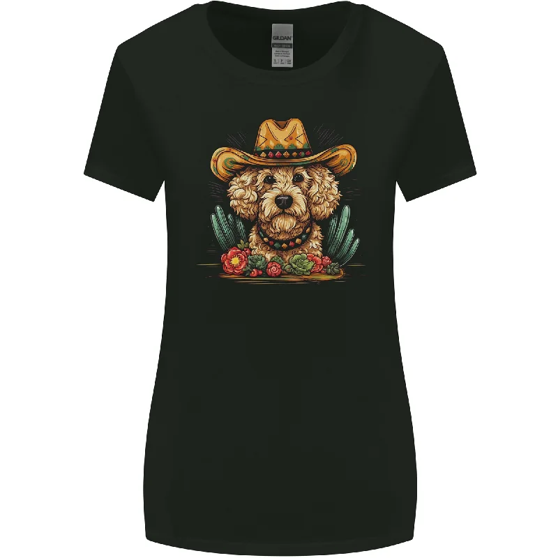 Cute Goldendoodle Mexican Style Western Womens Wider Cut T-Shirt Mesh Fabric Canvas Fabric Denim Fabric Cute Goldendoodle Mexican Style Western Womens Wider Cut T-Shirt Mesh Fabric Canvas Fabric Denim Fabric