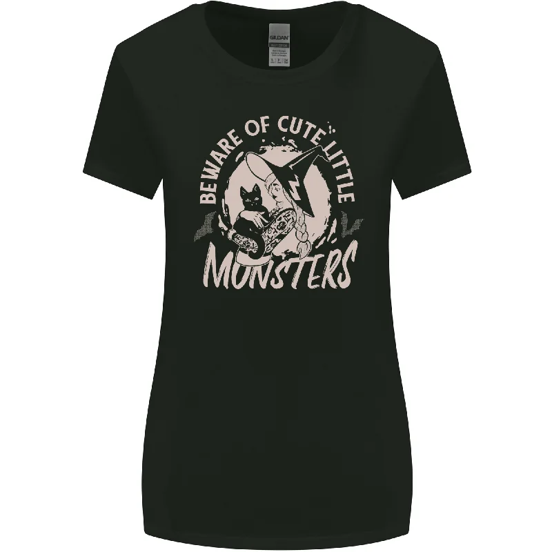 Cute Monsters Funny Halloween Cats & Witch Womens Wider Cut T-Shirt Hooded Caped Shawl Collar Cute Monsters Funny Halloween Cats & Witch Womens Wider Cut T-Shirt Hooded Caped Shawl Collar