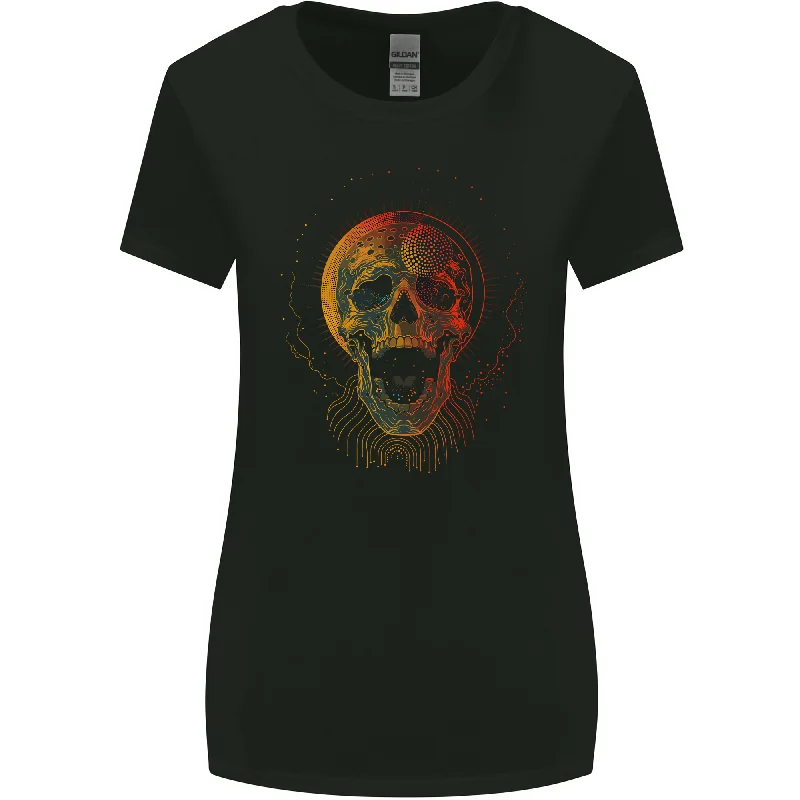 Cyberspace Skull Womens Wider Cut T-Shirt Handmade Hand-knitted Hand-woven