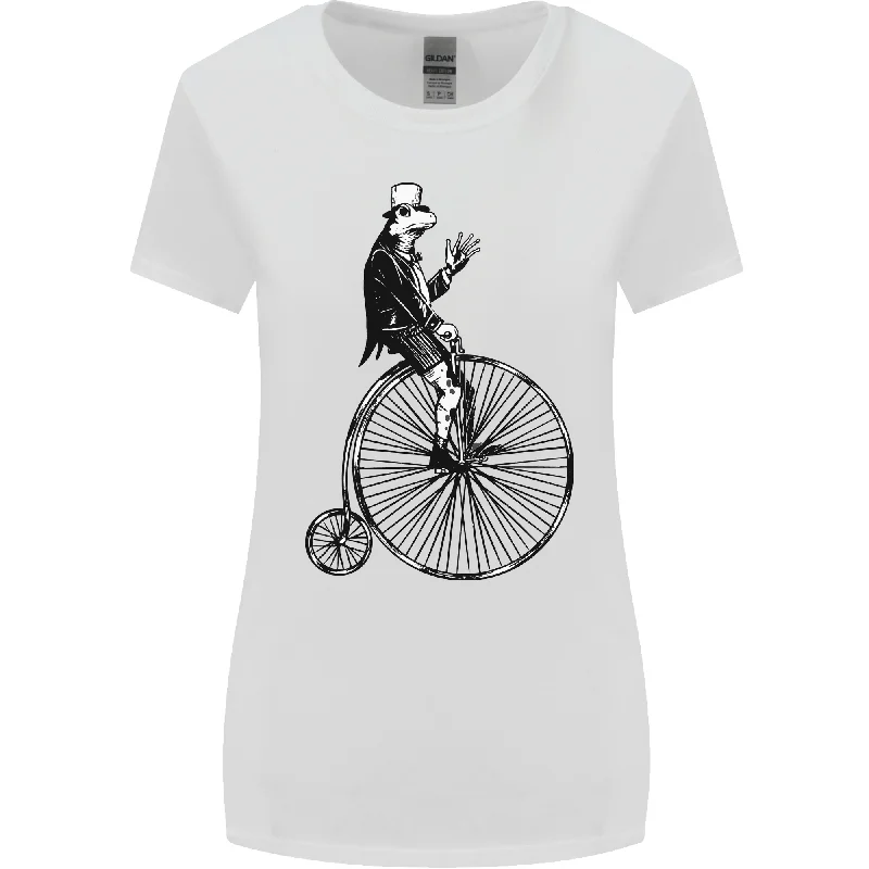 Cycling a Frog Riding a Penny Farthing Womens Wider Cut T-Shirt Fashionable Trendy Casual Cycling a Frog Riding a Penny Farthing Womens Wider Cut T-Shirt Fashionable Trendy Casual