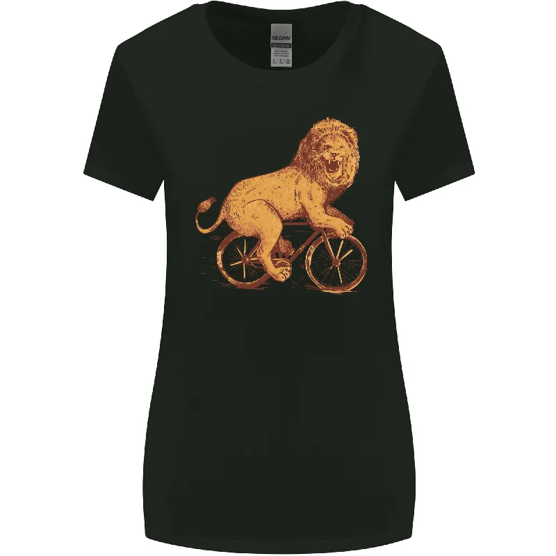 Cycling A Lion Riding a Bicycle Womens Wider Cut T-Shirt Spandex Blend Rayon Blend Denim Blend Cycling A Lion Riding a Bicycle Womens Wider Cut T-Shirt Spandex Blend Rayon Blend Denim Blend