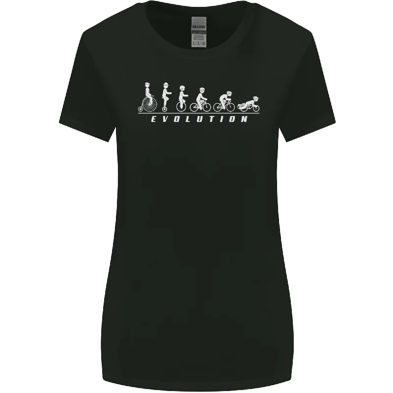 Cycling Evolution Cyclist Bicycle Womens Wider Cut T-Shirt Terry Blend Velvet Blend Canvas Blend Cycling Evolution Cyclist Bicycle Womens Wider Cut T-Shirt Terry Blend Velvet Blend Canvas Blend