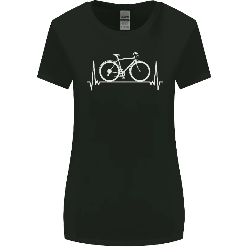 Cycling Heart Beat ECG Bike Bicycle Cyclist Womens Wider Cut T-Shirt Ribbed T-Shirt High Neck Heavyweight Cycling Heart Beat ECG Bike Bicycle Cyclist Womens Wider Cut T-Shirt Ribbed T-Shirt High Neck Heavyweight