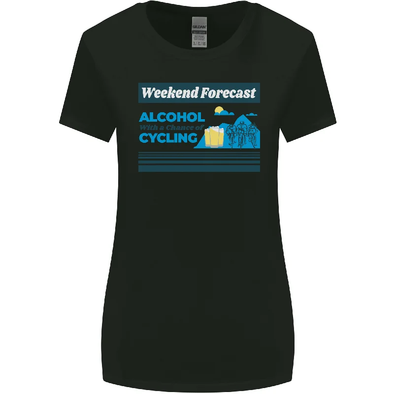 Cycling Weekend Forecast Funny Beer Alcohol Womens Wider Cut T-Shirt Houndstooth Herringbone Solid Cycling Weekend Forecast Funny Beer Alcohol Womens Wider Cut T-Shirt Houndstooth Herringbone Solid
