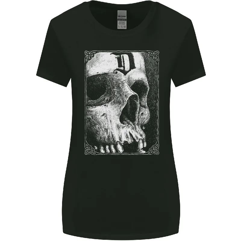 D for Death Skull Heavy Metal Biker Womens Wider Cut T-Shirt Chenille Fabric Brocade Fabric Lace Fabric D for Death Skull Heavy Metal Biker Womens Wider Cut T-Shirt Chenille Fabric Brocade Fabric Lace Fabric