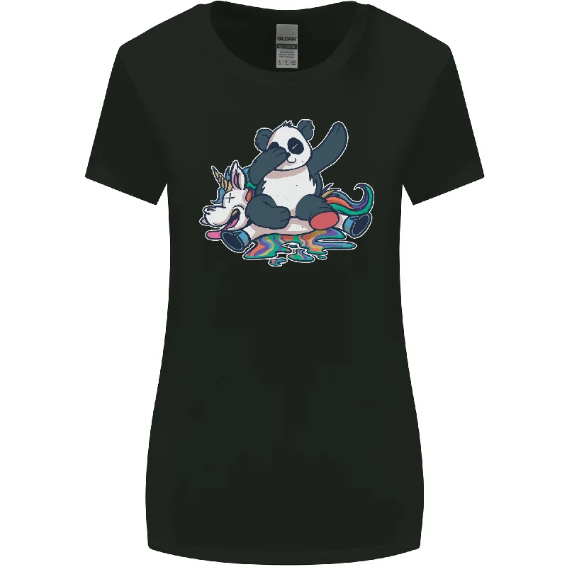 Dabbing Panda Squashing a Unicorn Funny Womens Wider Cut T-Shirt Solid Print Embellished Dabbing Panda Squashing a Unicorn Funny Womens Wider Cut T-Shirt Solid Print Embellished