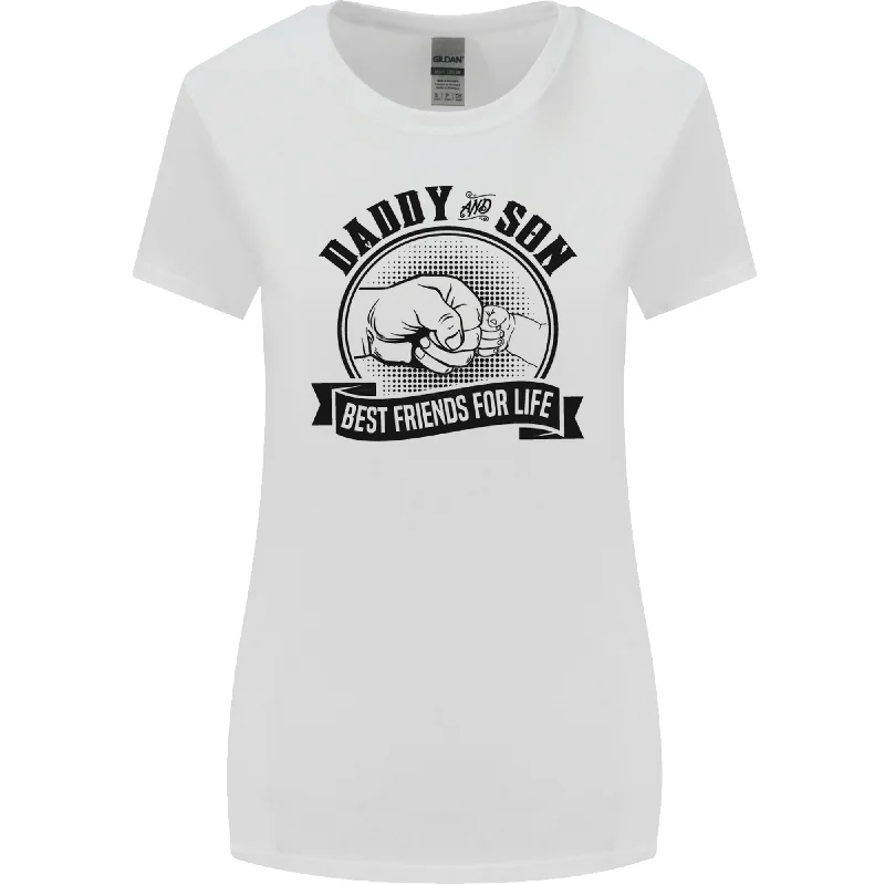Daddy & Son Best Friends Fathers Day Womens Wider Cut T-Shirt Hooded Caped Shawl Collar