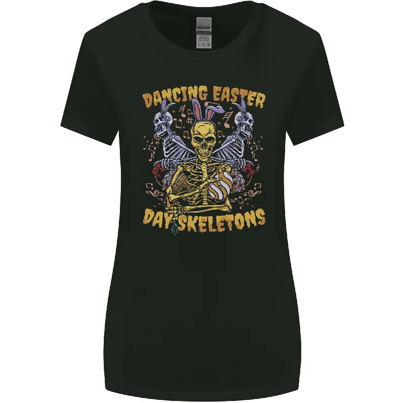 Dancing Easter Day Skeletons Skulls Womens Wider Cut T-Shirt Handmade Hand-knitted Hand-woven Dancing Easter Day Skeletons Skulls Womens Wider Cut T-Shirt Handmade Hand-knitted Hand-woven
