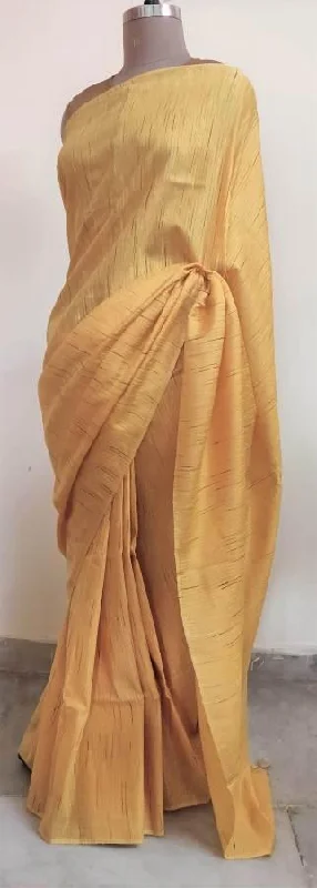 Exclusive Yellow Katan Ghicha Saree with Pure Ikkat Silk Blouse KG01 Double-Layered Blouse Exclusive Yellow Katan Ghicha Saree with Pure Ikkat Silk Blouse KG01 Double-Layered Blouse