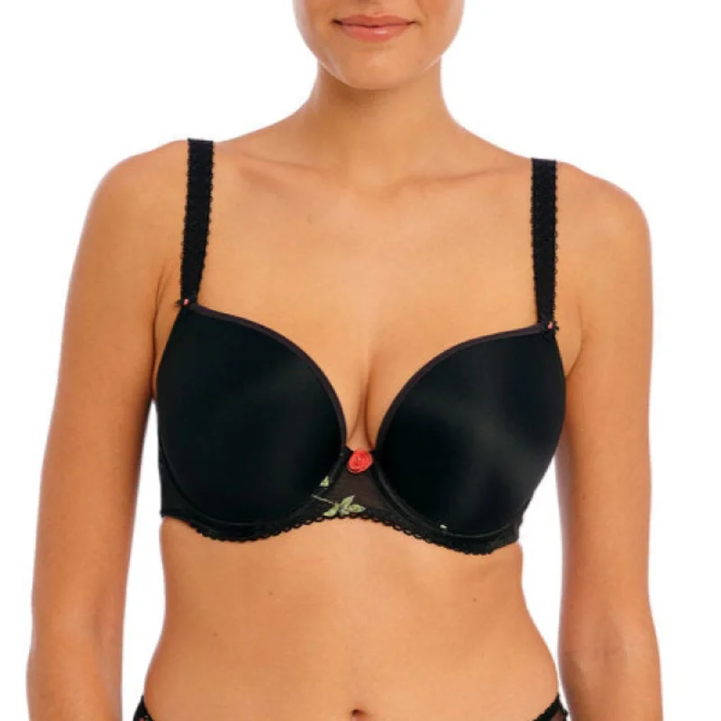 Rose Blossom UW Moulded Plunge T-shirt Bra AA402431 - Black Lace Blend Ribbed Blend Corduroy Blend Rose Blossom UW Moulded Plunge T-shirt Bra AA402431 - Black Lace Blend Ribbed Blend Corduroy Blend