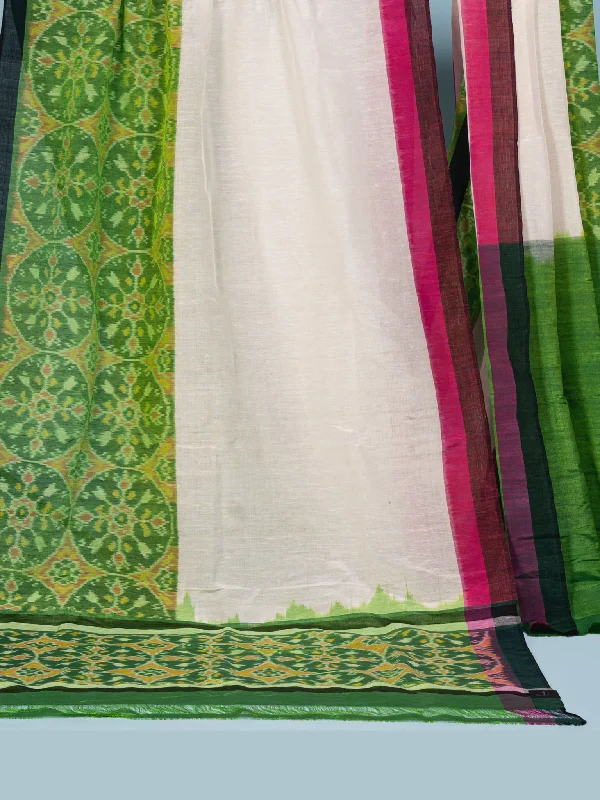 Ikat Saree With Blouse Piece White Polished Work Blouse
