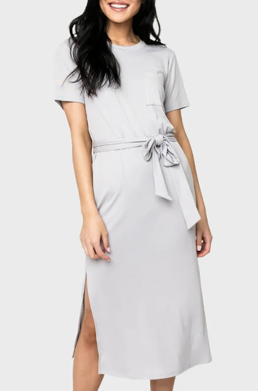 Lindsey Belted Midi T-Shirt Dress Boxy Fit Fitted Loose