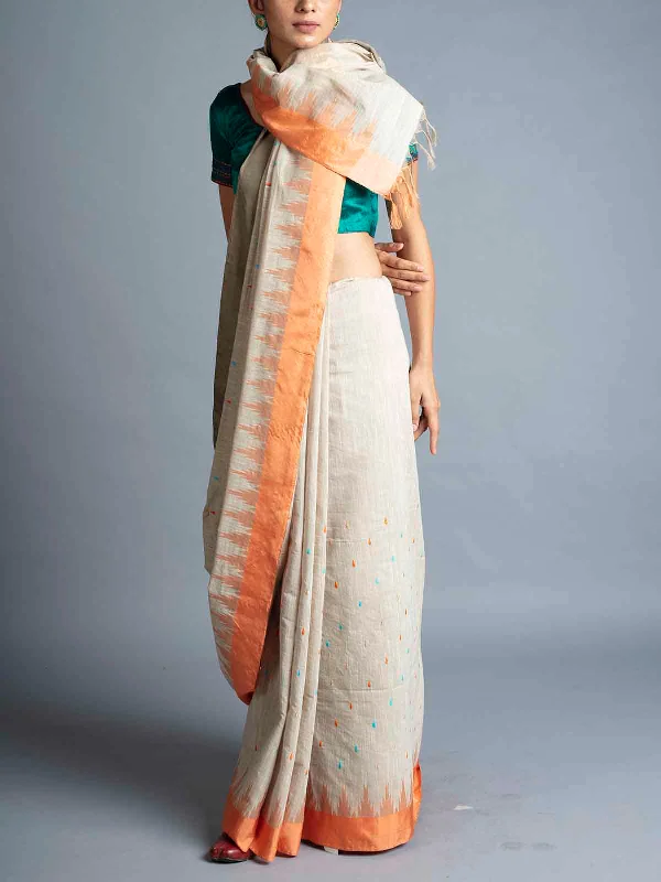 Linen Embroidered Kupaddam Saree With Multicolor Blouse Elegant Silk Blouse