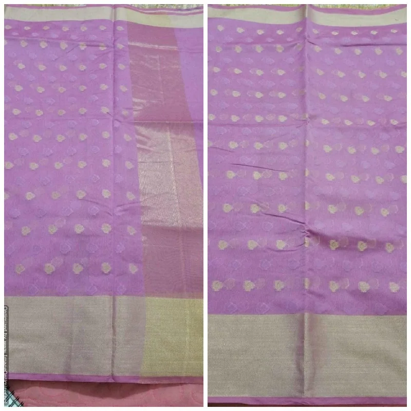 Mauve Banarasi Cotton Silk Saree with Running Blouse Fabric BS29 Drape Neck Blouse