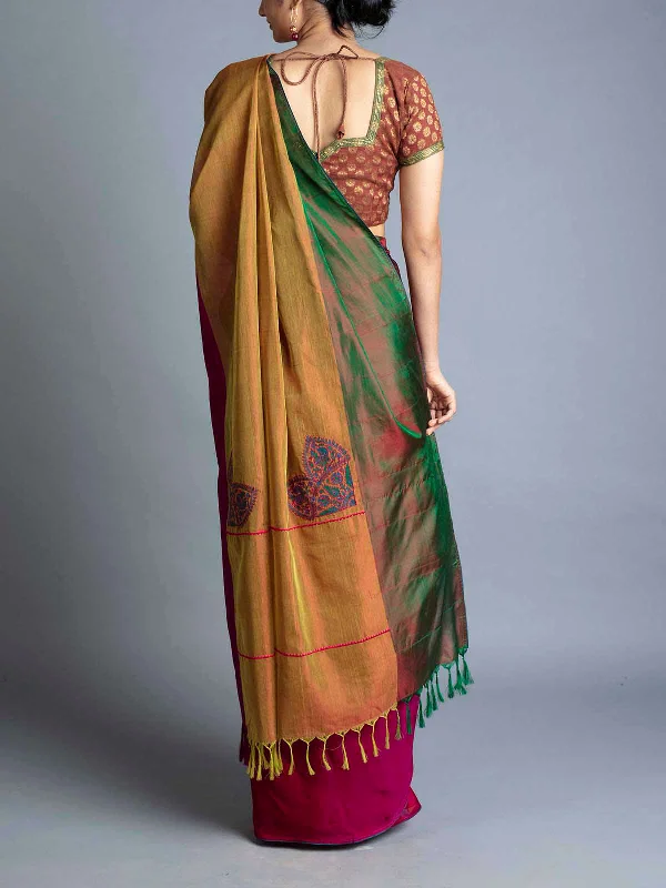 Mubagan Style Kupaddam Saree Orange With Blouse Piece Feminine Pastel Blouse