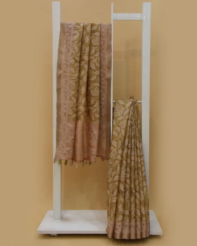 Pastel Green Silk Blend Printed With Embroidery Saree With Silk Blend Embroidered Blouse Embroidered Floral Blouse Pastel Green Silk Blend Printed With Embroidery Saree With Silk Blend Embroidered Blouse Embroidered Floral Blouse
