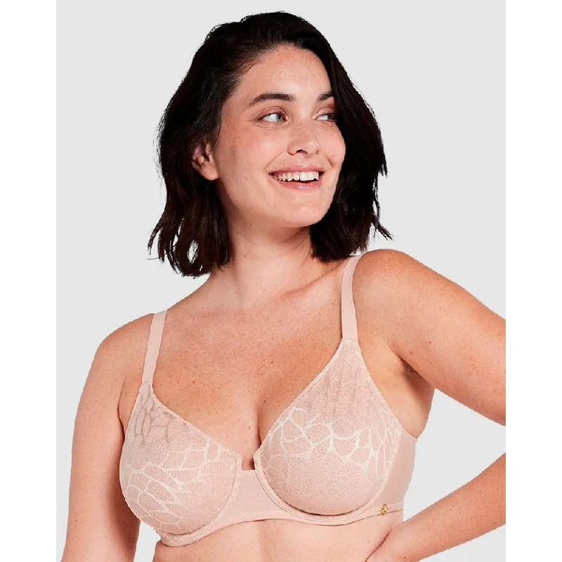 Perfect Curves Smooth Lace Wired T-Shirt Bra-Blush Striped Floral Plaid