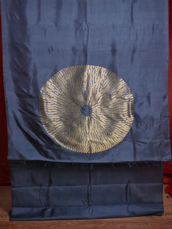 Shibori Saree Pigeon Blue With Blouse Piece Wrap Front Blouse