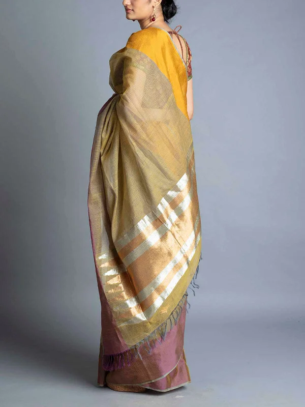 Pure Zari Kota Saree Mustard With Blouse Piece Collared Satin Blouse