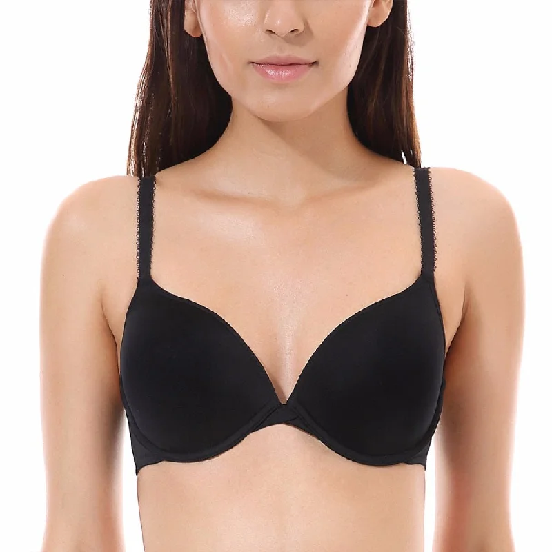 Push Up Plunge T-shirt Bra Women Lingerie Graphic T-Shirt Round Neck Polyester